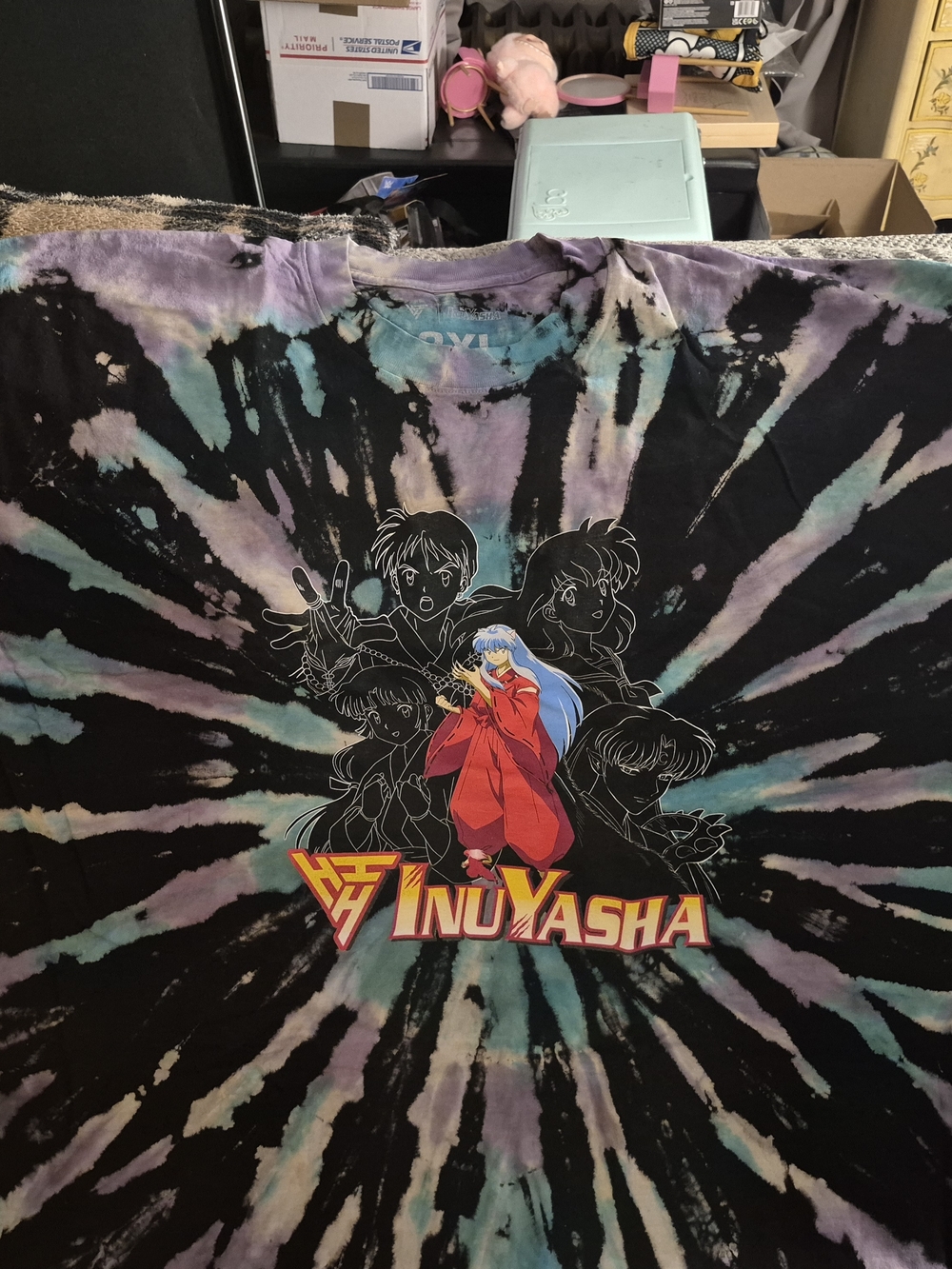 Hypland x InuYasha Cotton Men's T-Shirt 2XL Tie-Dye Graphic Short Sleeve